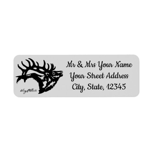 Bull Elk Silhouette Label (Voorkant)