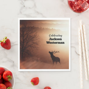 Bull Elk Silhouette Memorial Servet