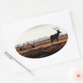 Bull Elk Silhouette Ovale Sticker (Envelop)