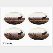 Bull Elk Silhouette Ovale Sticker (Vel)