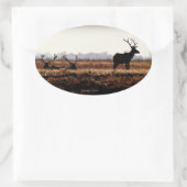 Bull Elk Silhouette Ovale Sticker (Tas)