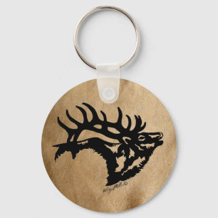 Bull Elk Silhouette Sleutelhanger