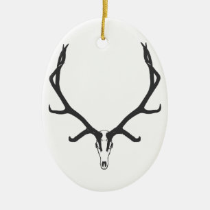 Bull elk skull European mount, bw Keramisch Ornament