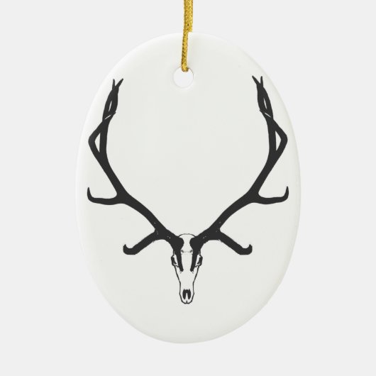 Bull elk skull European mount, bw Keramisch Ornament (Voorkant)