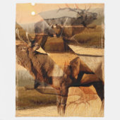 Bull Elk Sunrise Collage Fleece Deken (Voorkant)