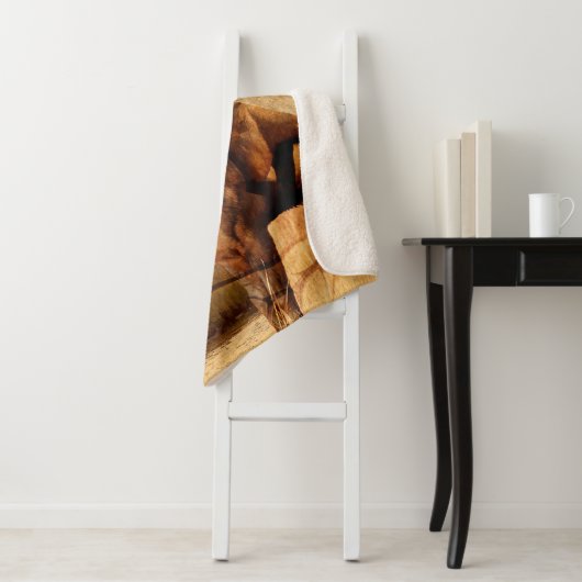 Bull Elk Sunrise Collage Sherpa Deken (In situ)