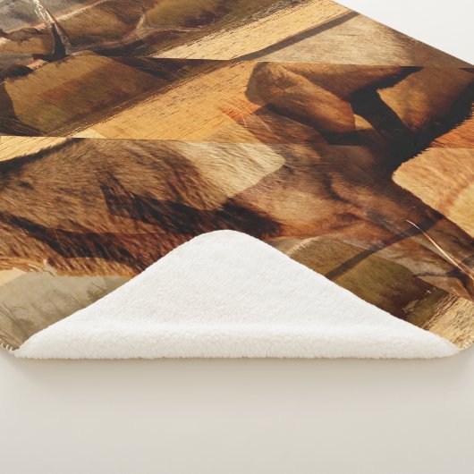 Bull Elk Sunrise Collage Sherpa Deken (3/4)