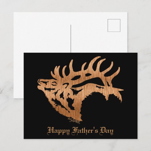 Bull Elk Wood Silhouette Briefkaart (Voorkant / Achterkant)