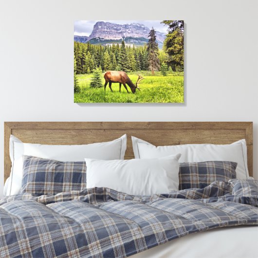 Bull Elk Wrapped Canvas (Insitu (Slaapkamer))