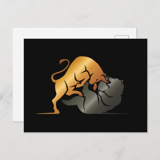 Bull en Beer Beurs Handel Custom Briefkaart (Voorkant / Achterkant)