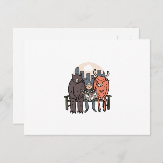 Bull en Beer - Funny Crypto/Stocks Briefkaart (Voorkant / Achterkant)