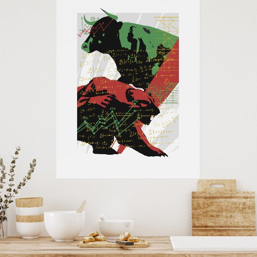 Bull en Beer, handel, handel en aandelen Poster (Keuken)