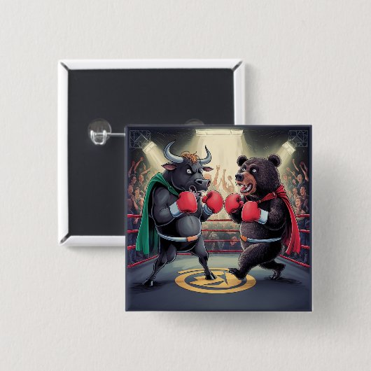 Bull en Beer Vierkante Button 5,1 Cm (Voorkant /achterkant)