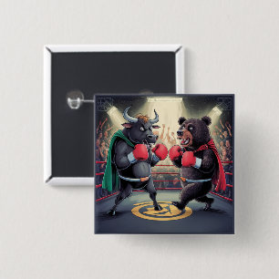 Bull en Beer Vierkante Button 5,1 Cm