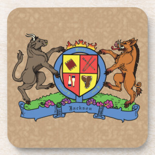 Bull en Boar Rampant BBQ-wapenschild Bier Onderzetter