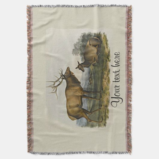 Bull en Cow Elk door John James Audubon Deken (Voorkant Verticaal)