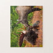Bull en Koe Moose Alaska. Kerstgroetings Jig Legpuzzel (Verticaal)