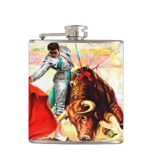  Bull Fight Bullgevecht Mexico Poster Art Heupfles