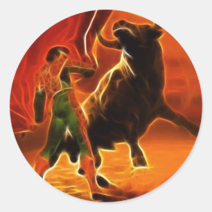 Bull Fighter en El Toro Ronde Sticker
