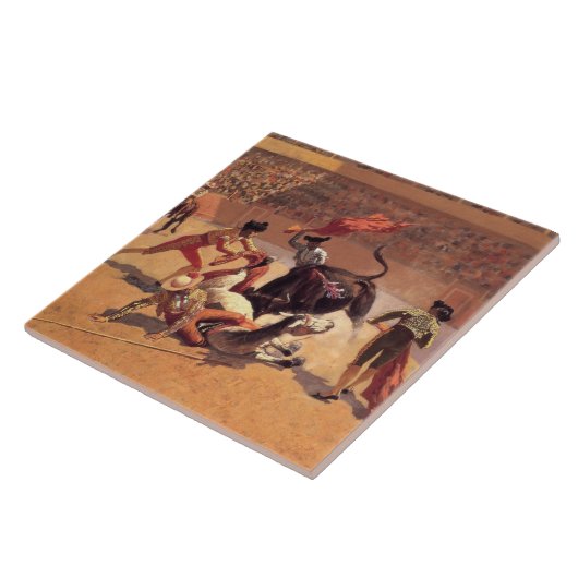 Bull Fighters in Mexico (door Frederic Remington) Tegeltje (Zijkant)