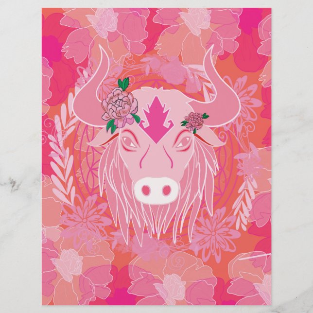 bull,flower of life, blue, mandala,zen,chakra (Voorkant)