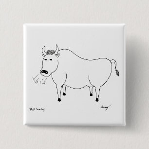 Bull Folk Art Button