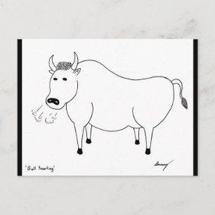 Bull Folk Art: "Ik mis je!.. GEEN BULL!" Briefkaar Briefkaart