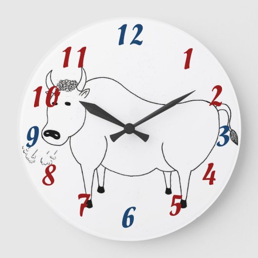 Bull Folk Art-klok Grote Klok (Voorkant)