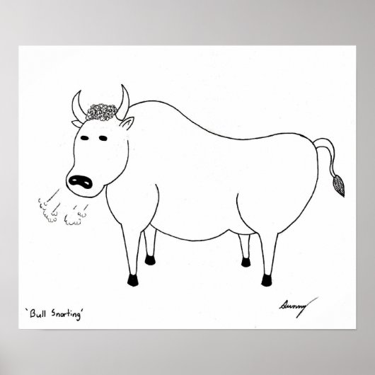 Bull Folk Art Poster (Voorkant)