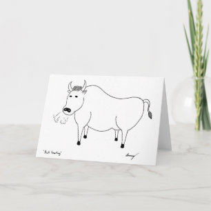 Bull Folk Art Wenskaart Kaart