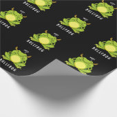 Bull Frog Funny Animal Frog Pun Dark BG Cadeaupapier (Hoek)