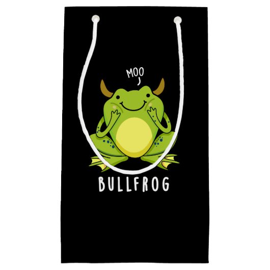 Bull Frog Funny Animal Frog Pun Dark BG Klein Cadeauzakje (Voorkant)