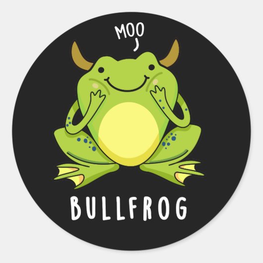 Bull Frog Funny Animal Frog Pun Dark BG Ronde Sticker (Voorkant)
