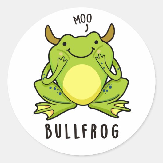 Bull Frog Funny Animal Frog Pun Ronde Sticker (Voorkant)