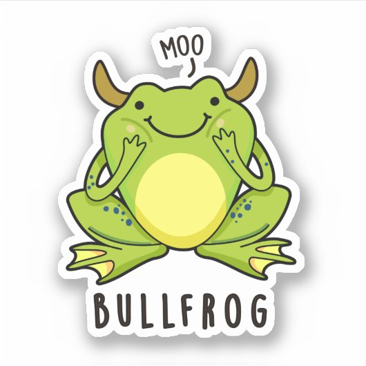 Bull Frog Funny Animal Frog Pun Sticker (Voorkant)