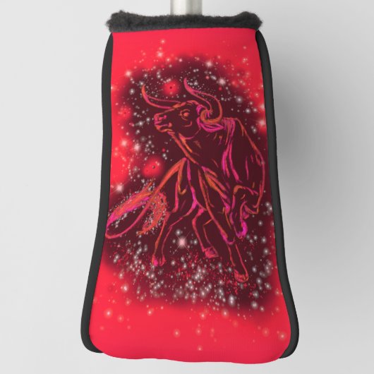 Bull Golf Head Hoesje Red Sterrennacht Golfheadcover (Draai 90)