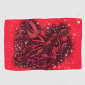 Bull golfhanddoek die in rode Sterrennacht loopt (Horizontaal)