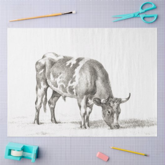 Bull Grazing Ephemera Decoupage Boerderij Koe Tissuepapier (Craft)
