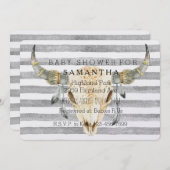 Bull Head Grey Stripes baby shower Kaart (Voorkant / Achterkant)