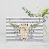 Bull Head Grey Stripes baby shower Kaart (Staand voorkant)