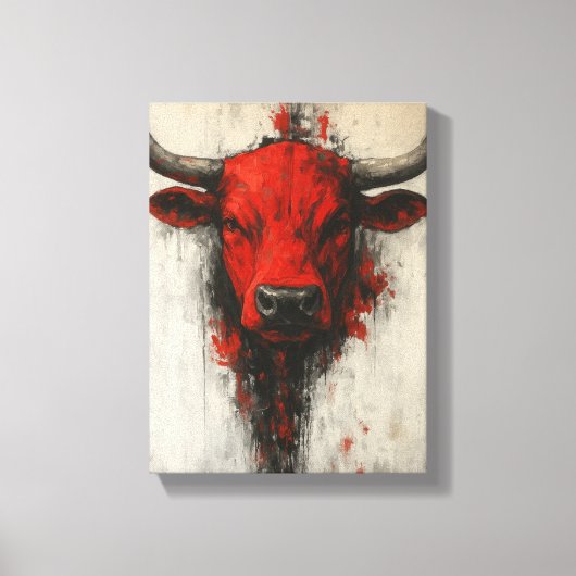 Bull Head Schilderen in gedurfde Abstracte stijl Canvas Afdruk (Voorkant)