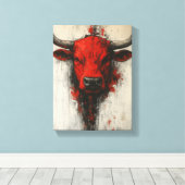 Bull Head Schilderen in gedurfde Abstracte stijl Canvas Afdruk (Insitu (Houten vloer))