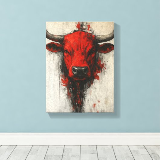 Bull Head Schilderen in gedurfde Abstracte stijl Canvas Afdruk (Insitu (Houten vloer))