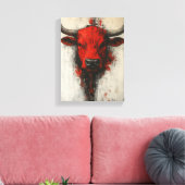 Bull Head Schilderen in gedurfde Abstracte stijl Canvas Afdruk (Insitu (Woonkamer))