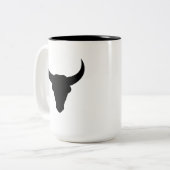Bull Head Westerne Cowboy gehoornde schedel Tweekleurige Koffiemok (Voorkant links)