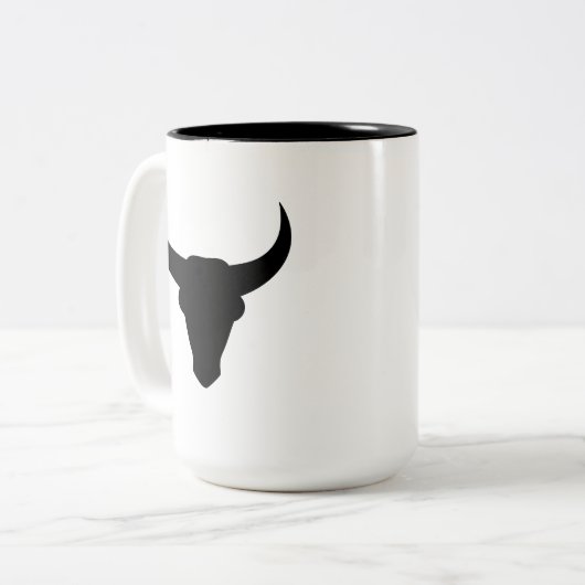 Bull Head Westerne Cowboy gehoornde schedel Tweekleurige Koffiemok (Voorkant links)