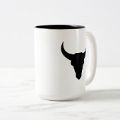 Bull Head Westerne Cowboy gehoornde schedel Tweekleurige Koffiemok (Voorkant rechts)