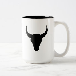 Bull Head Westerne Cowboy gehoornde schedel Tweekleurige Koffiemok