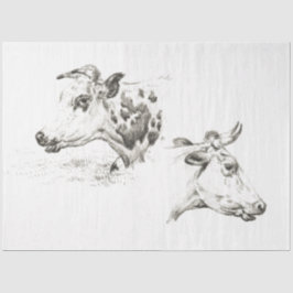 Bull Heads Ephemera Decoupage  Boerderij Koe Tissuepapier