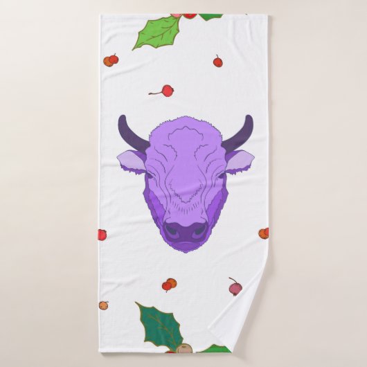 Bull, heilig, mistletoe en bessen. Het symbool van Badhanddoek (Badhanddoek)